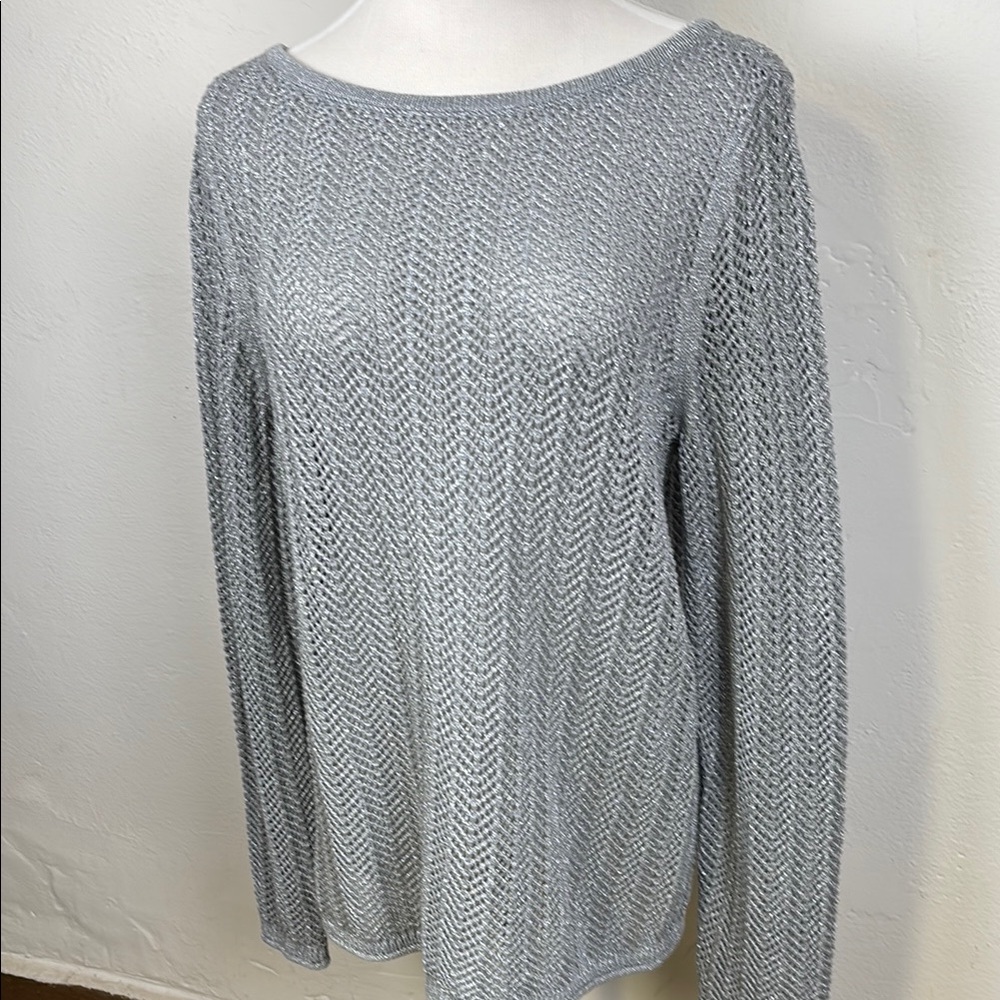 Talbots Silver Knit Sweater Medium